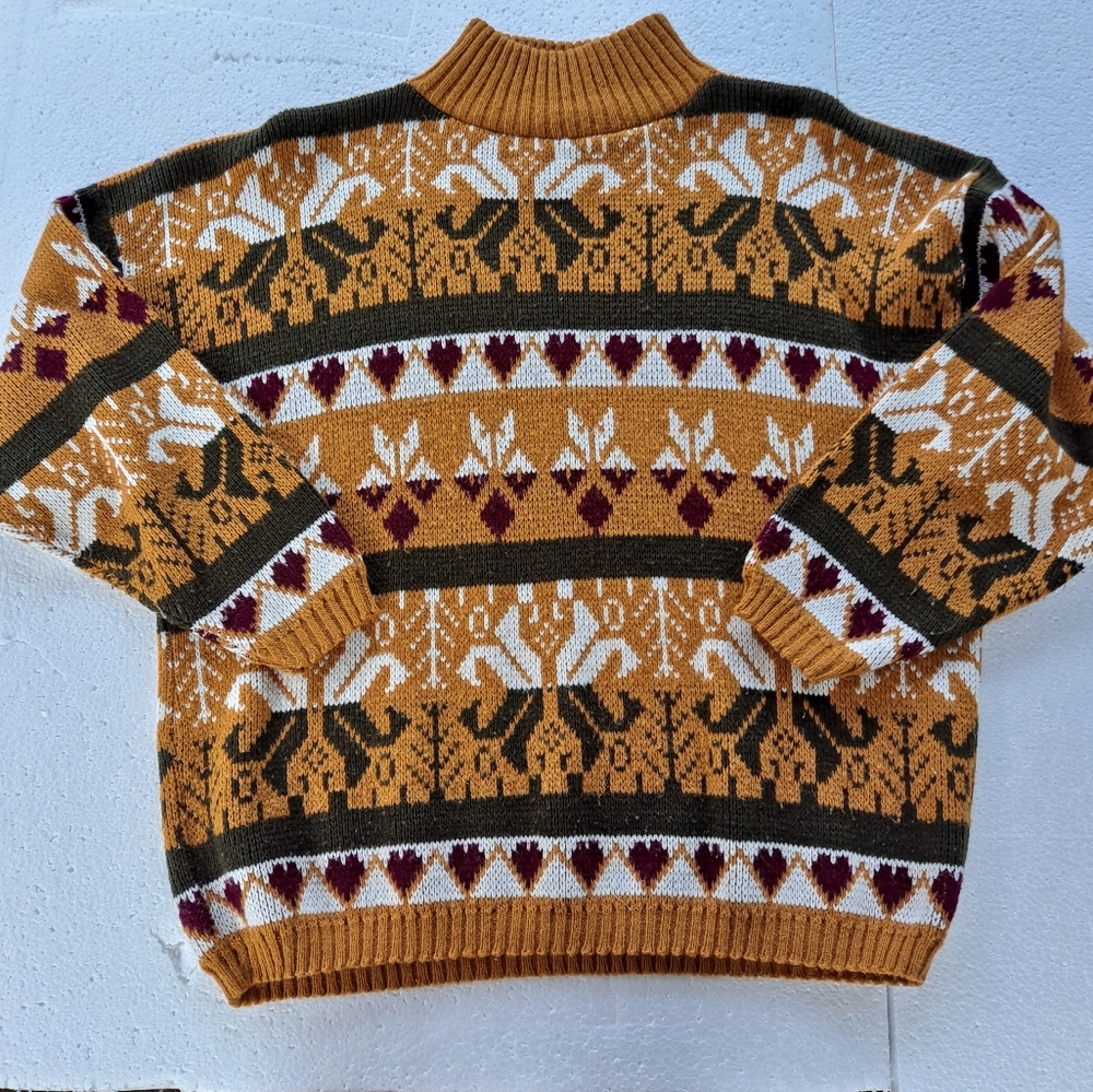 VINTAGE CROQUET CLUB KNIT TURTLE NECK SWEATER Sz L